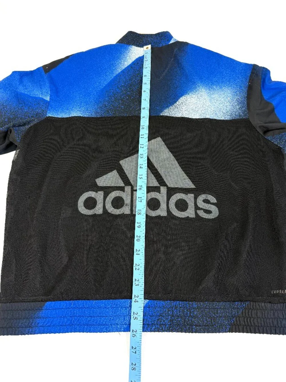 adidas Men’s M Blue Black Abstract Print Full Zip Track Jacket Logo